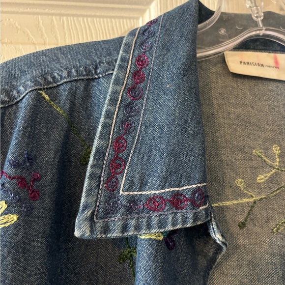 Parisian Works Blue Floral Embroidered Jean Jacket - Picture 4 of 13